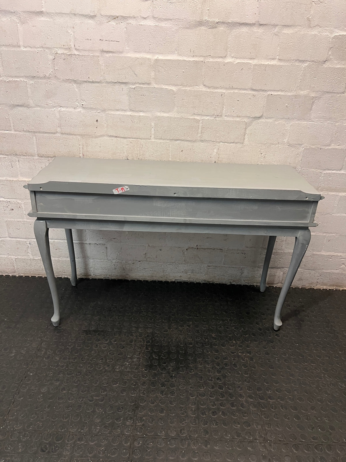 Vintage-Style Grey Dressing Table with Cabriole Legs – back view