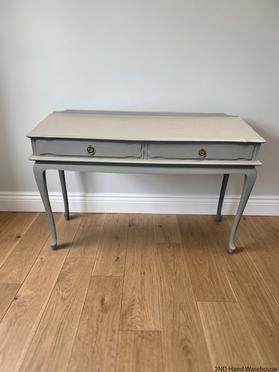 Vintage-Style Grey Dressing Table with Cabriole Legs – styled product image
