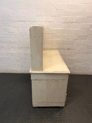 Cream Timber Office Desk with Shelved Hutch – top view