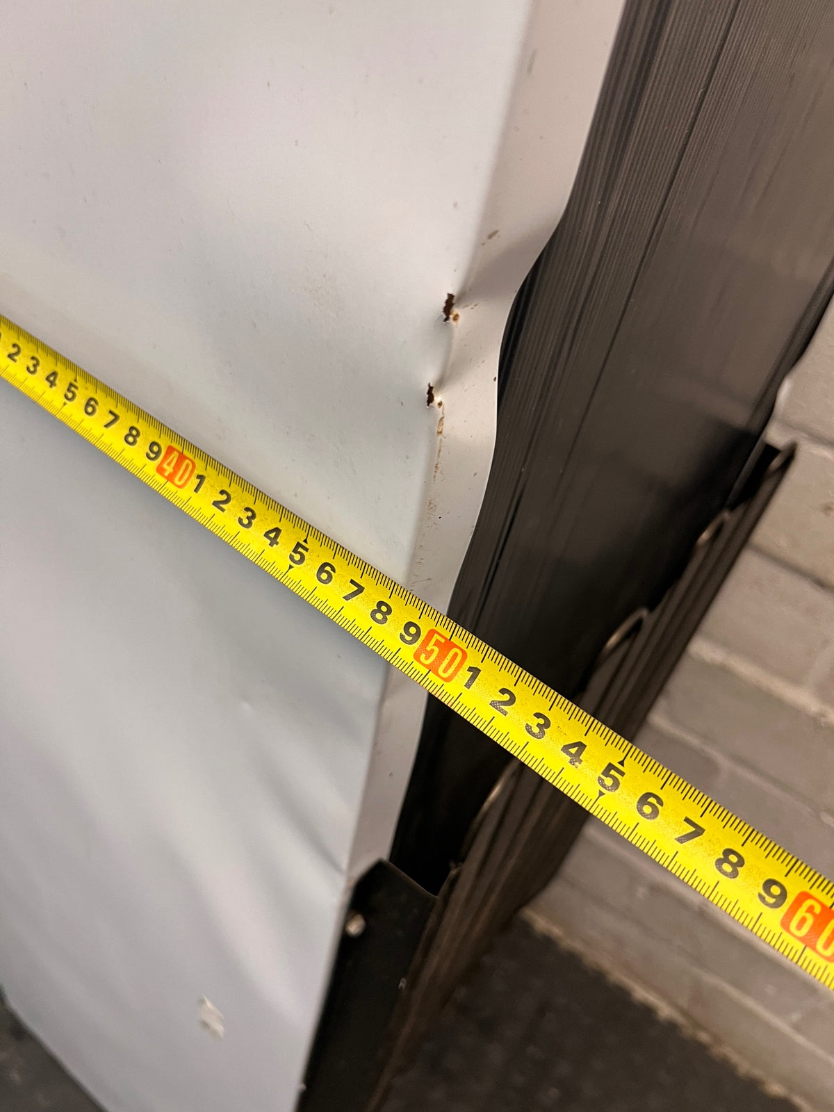 KIC White Top-Mount Fridge Freezer — Missing Compressor Power Cable and Drawers – width measurement