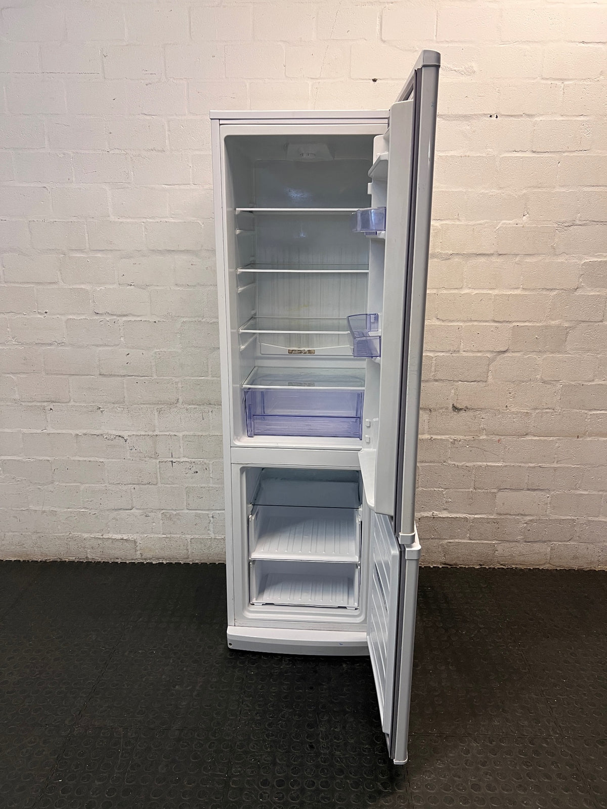 Defy White Upright Fridge-Freezer — Working Fridge with Non-Functional Interior Light – side view