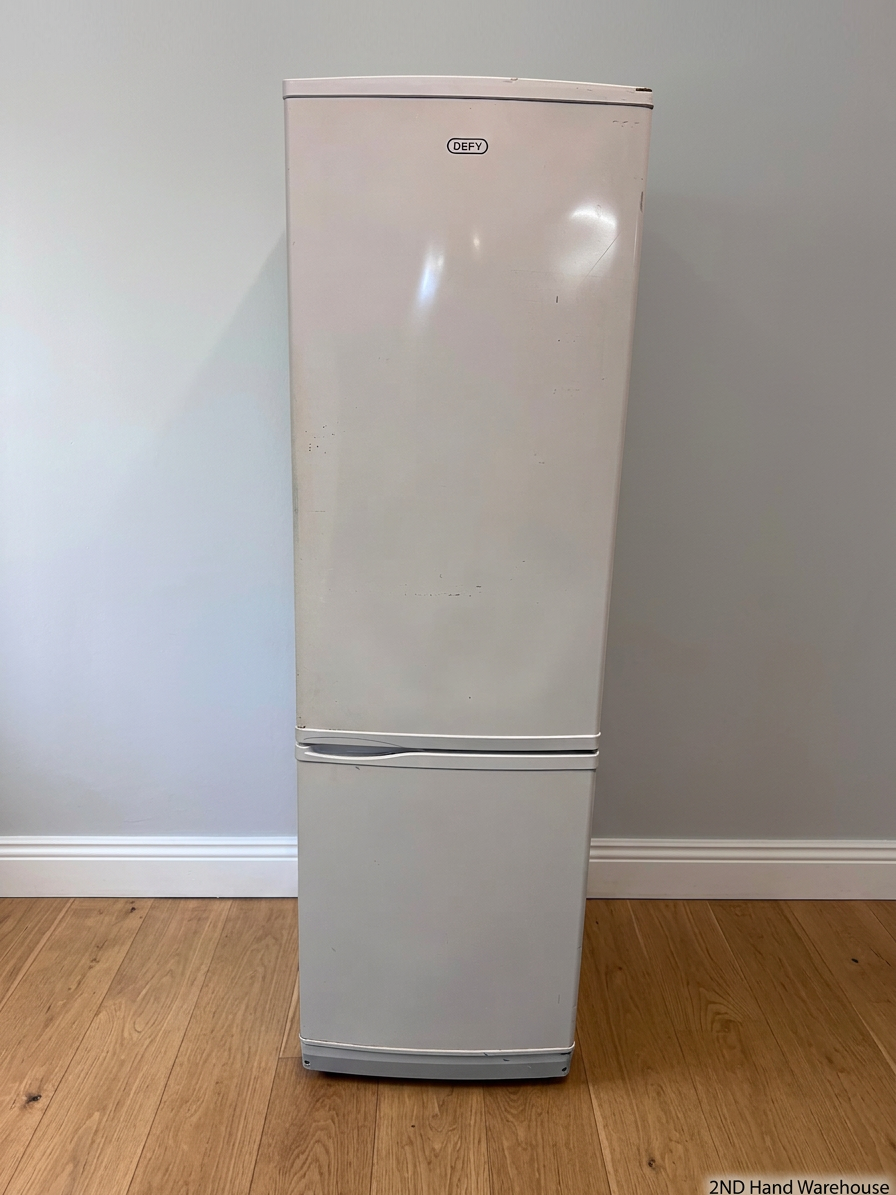 Defy White Upright Fridge-Freezer — Working Fridge with Non-Functional Interior Light – styled product image