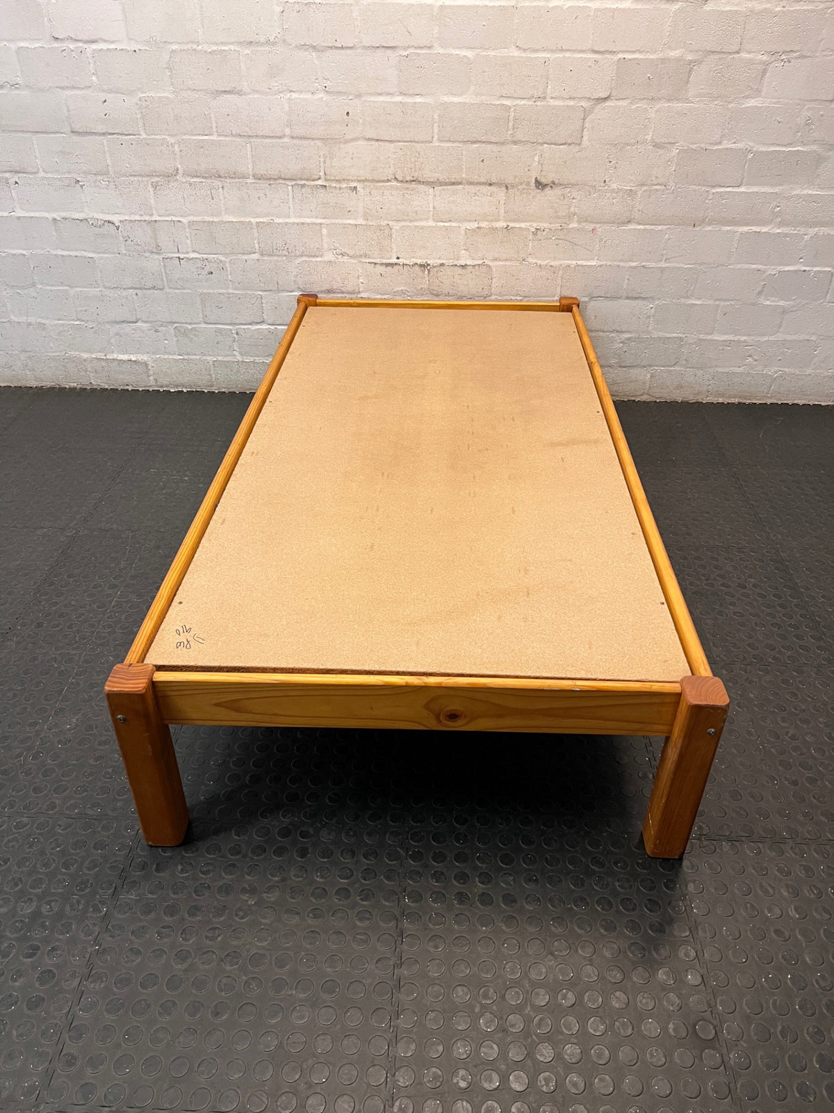 Wooden Single Bed Frame with Solid Base — Very Good Infrequently Used Condition – main front view