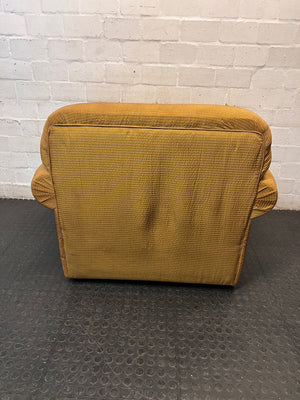 Textured Brown Fabric Armchair with Rolled Arms — Good Working Order – condition detail