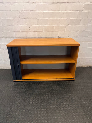 Wood and Anthracite Tambour Door Office Credenza — Good Used Condition – side view