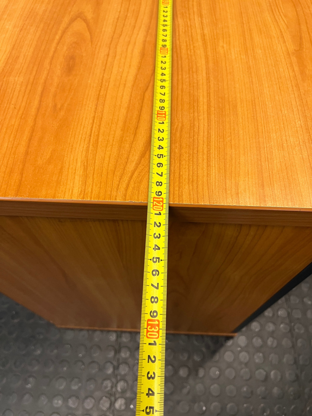 Wood and Anthracite Tambour Door Office Credenza — Good Used Condition – width measurement