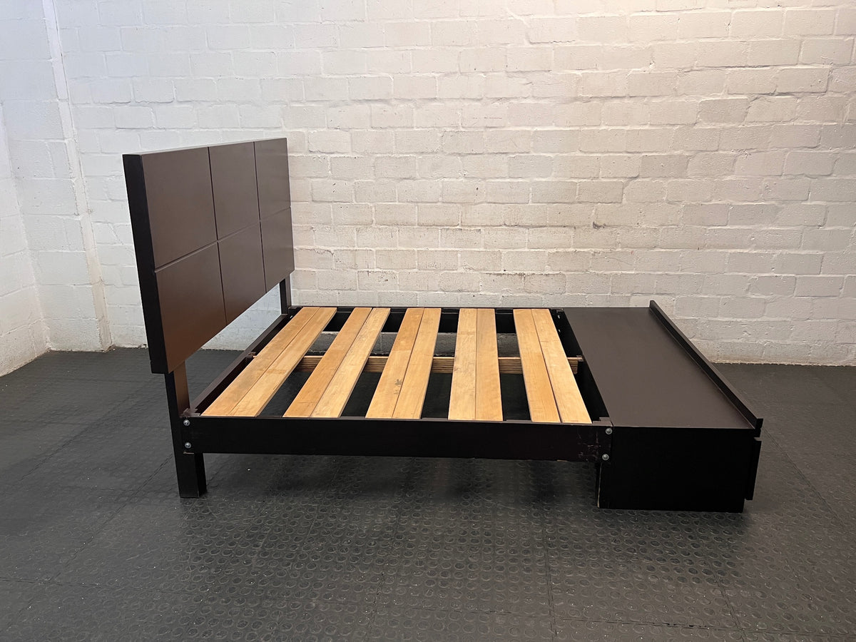 Double Bed Frame with Panelled Headboard and Footboard Drawers — Used Double Bed Frame and Base – top view