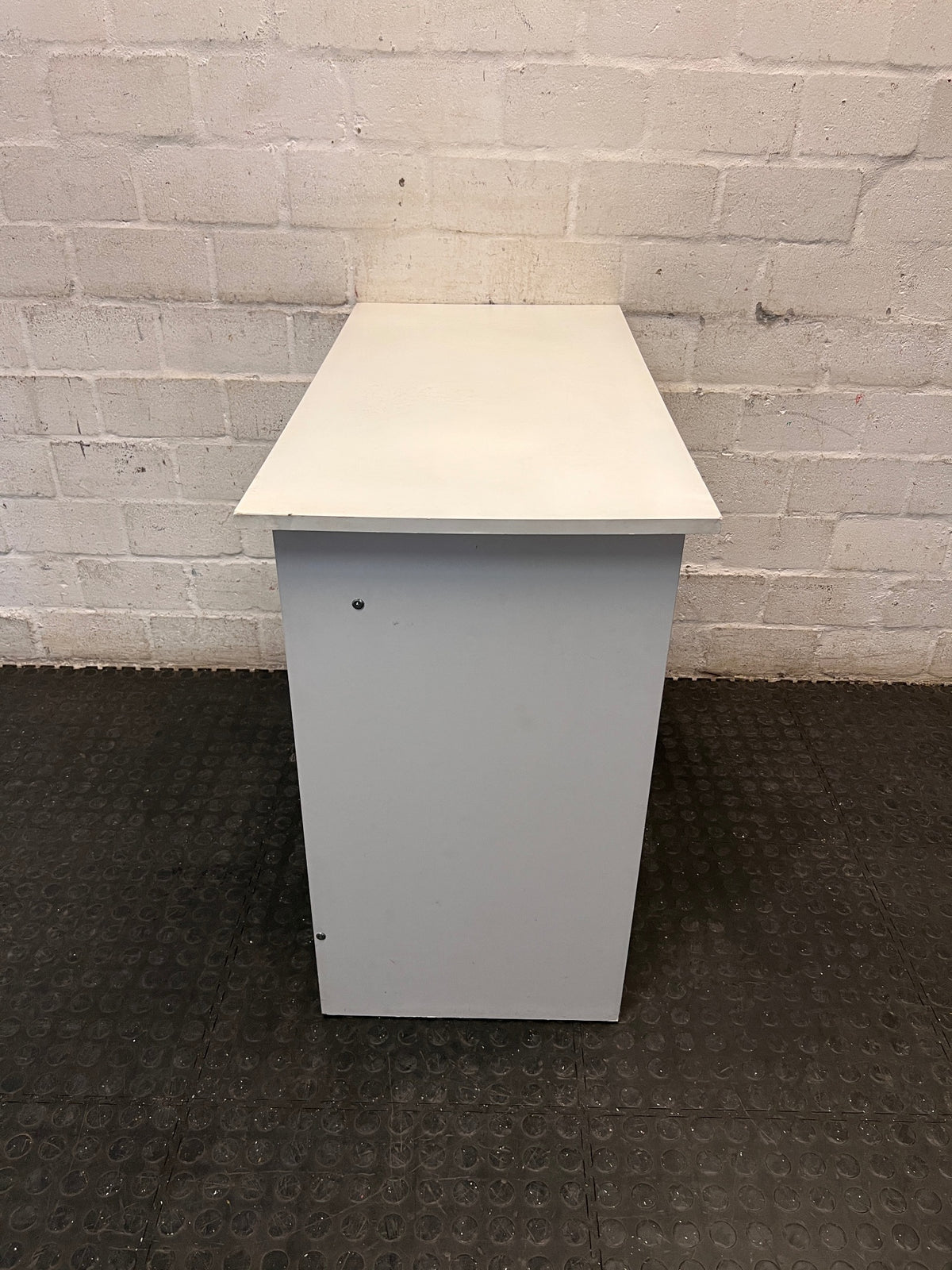 Decofurn Compact White Office Desk with Open Cubby — Visible Marks and Scratches – back view