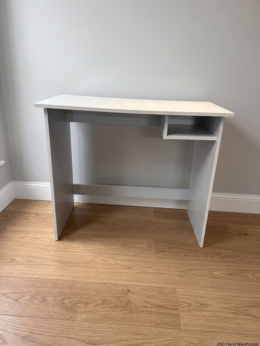 Decofurn Compact White Office Desk with Open Cubby — Visible Marks and Scratches – styled product image