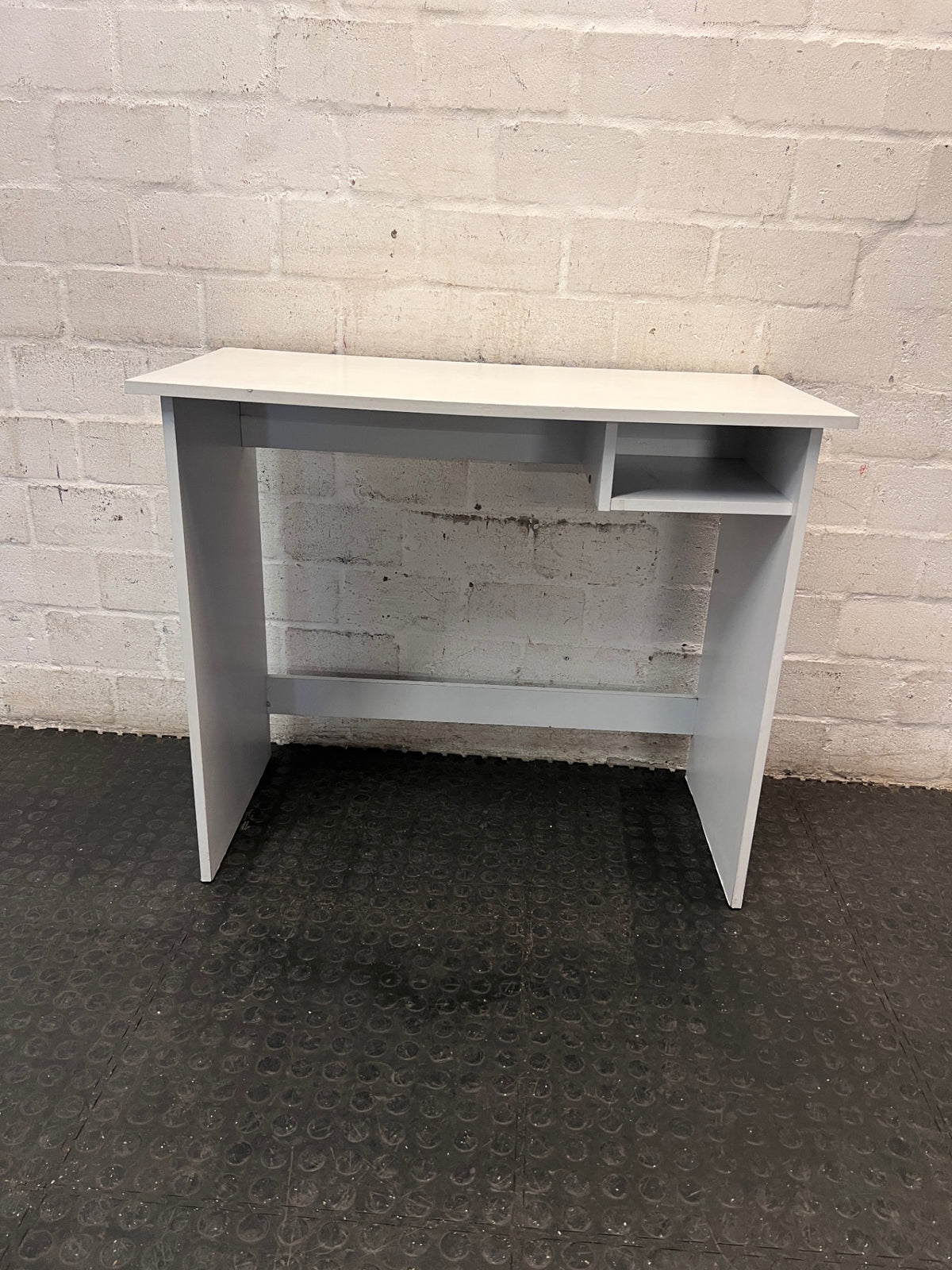 Decofurn Compact White Office Desk with Open Cubby — Visible Marks and Scratches – top view