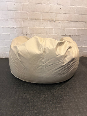 Structured Beige Faux-Leather Bean Bag with Armrests — Good Preloved Condition – back view