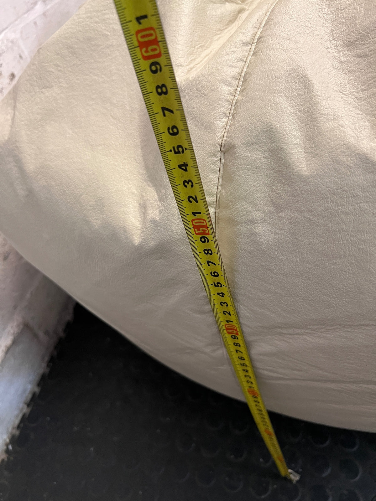 Structured Beige Faux-Leather Bean Bag with Armrests — Good Preloved Condition – height measurement