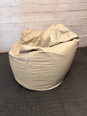 Structured Beige Faux-Leather Bean Bag with Armrests — Good Preloved Condition – side view