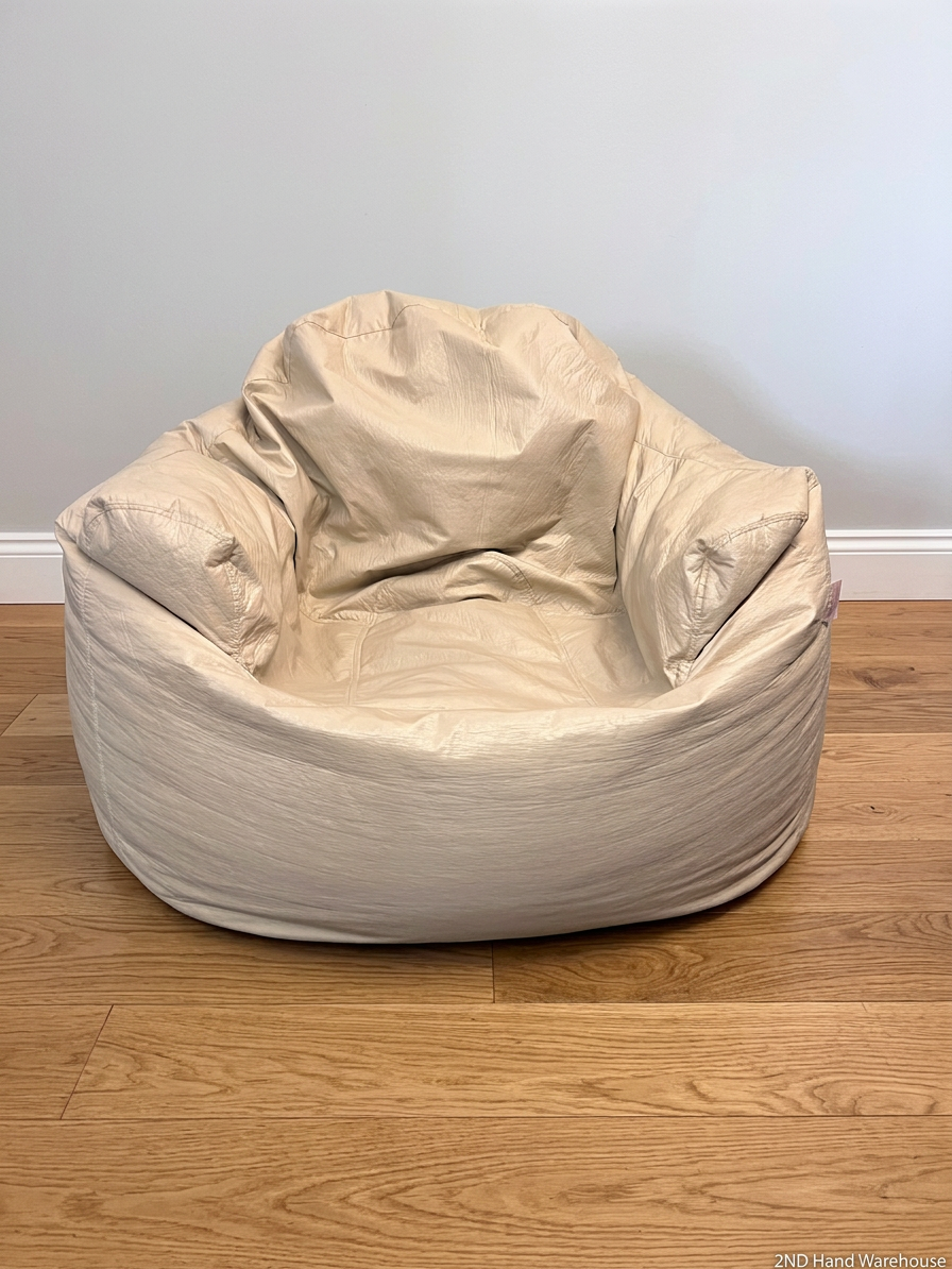 Structured Beige Faux-Leather Bean Bag with Armrests — Good Preloved Condition – styled product image