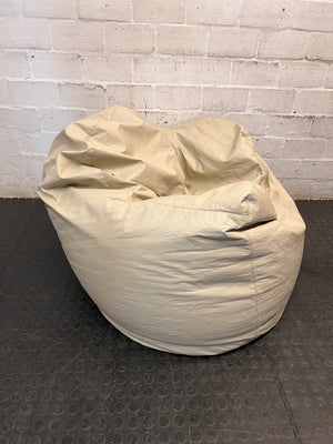 Structured Beige Faux-Leather Bean Bag with Armrests — Good Preloved Condition – top view