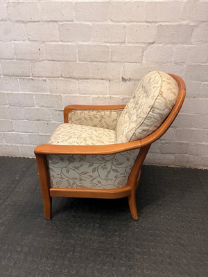 Vintage Floral Upholstered Armchair with Wooden Frame – side view