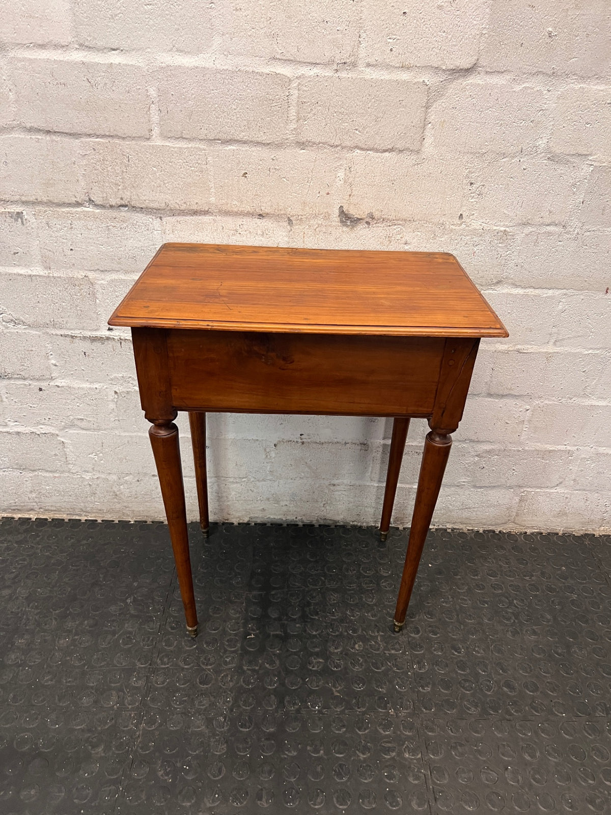 Tapered Leg Wooden Side Table with Drawer — Good Working Order – back view