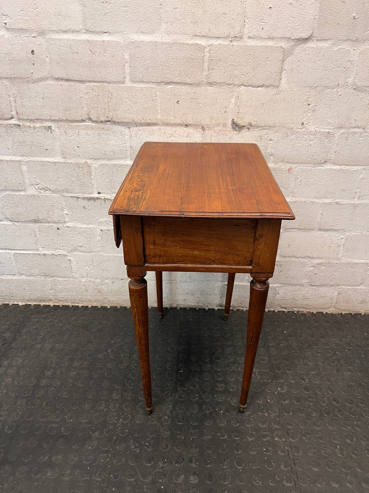 Tapered Leg Wooden Side Table with Drawer — Good Working Order – condition detail