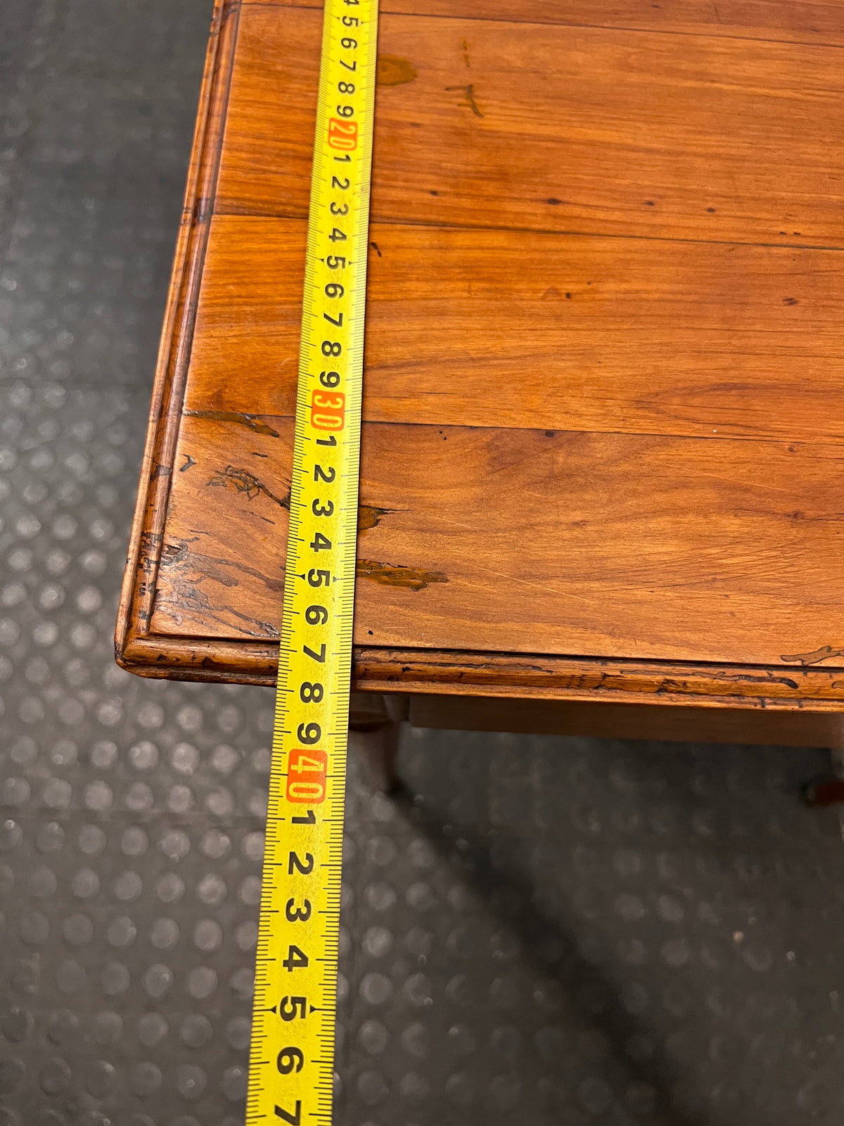 Tapered Leg Wooden Side Table with Drawer — Good Working Order – depth measurement