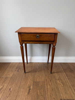 Tapered Leg Wooden Side Table with Drawer — Good Working Order – styled product image