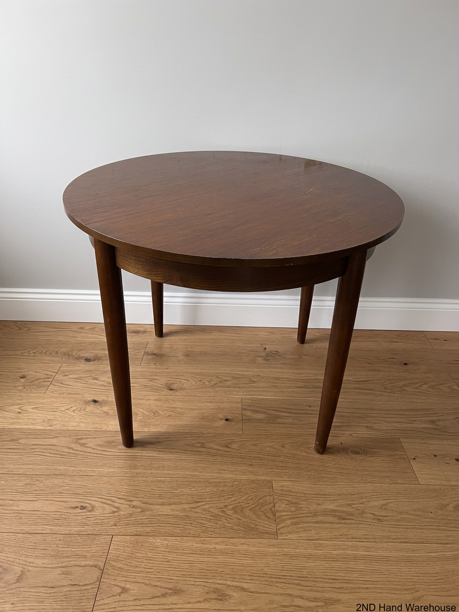 Round Extendable Wooden Dining Table – styled product image