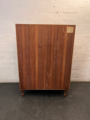 Classic Wooden Two-Door Panelled Cupboard — Two Broken Legs – back view