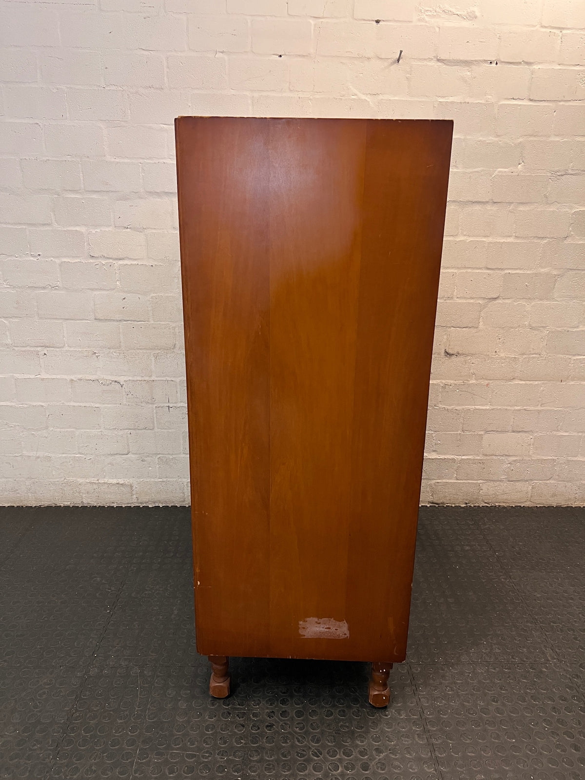 Classic Wooden Two-Door Panelled Cupboard — Two Broken Legs – condition detail
