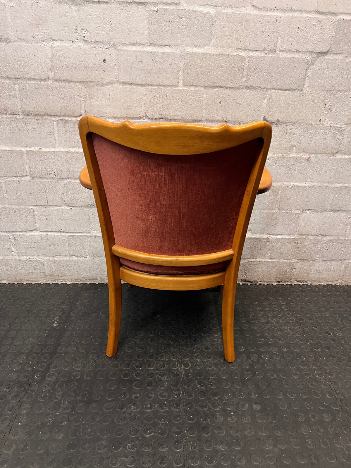 Vintage Upholstered Dining Chair with Cabriole Legs – back view