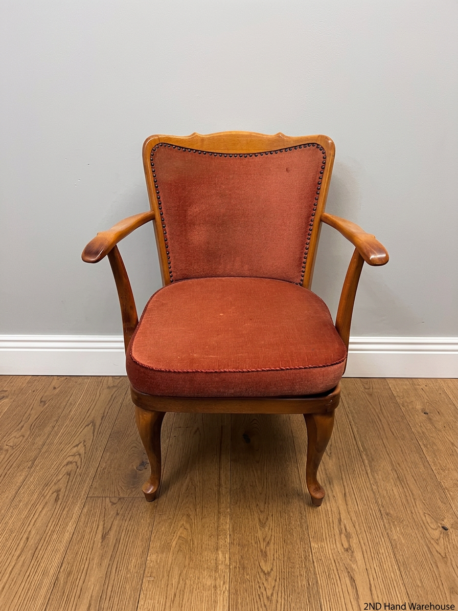 Vintage Upholstered Dining Chair with Cabriole Legs – styled product image