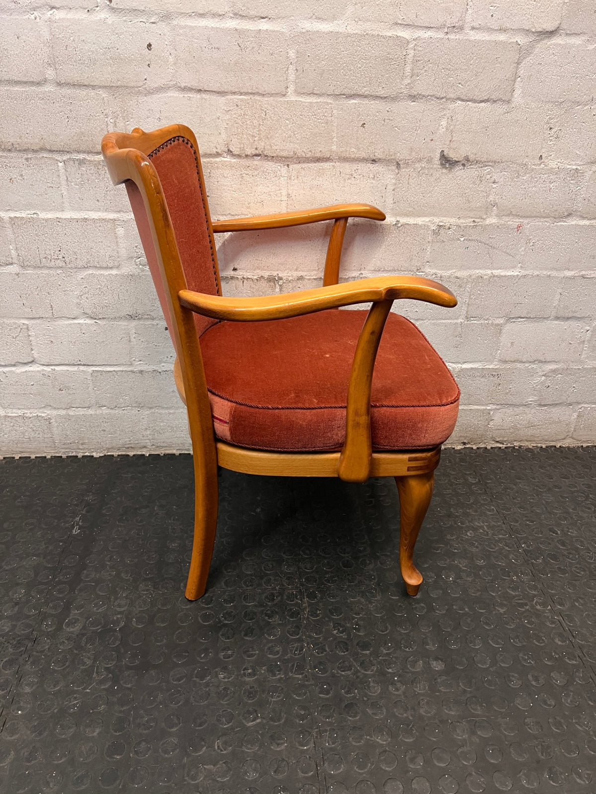 Vintage Upholstered Dining Chair with Cabriole Legs – top view