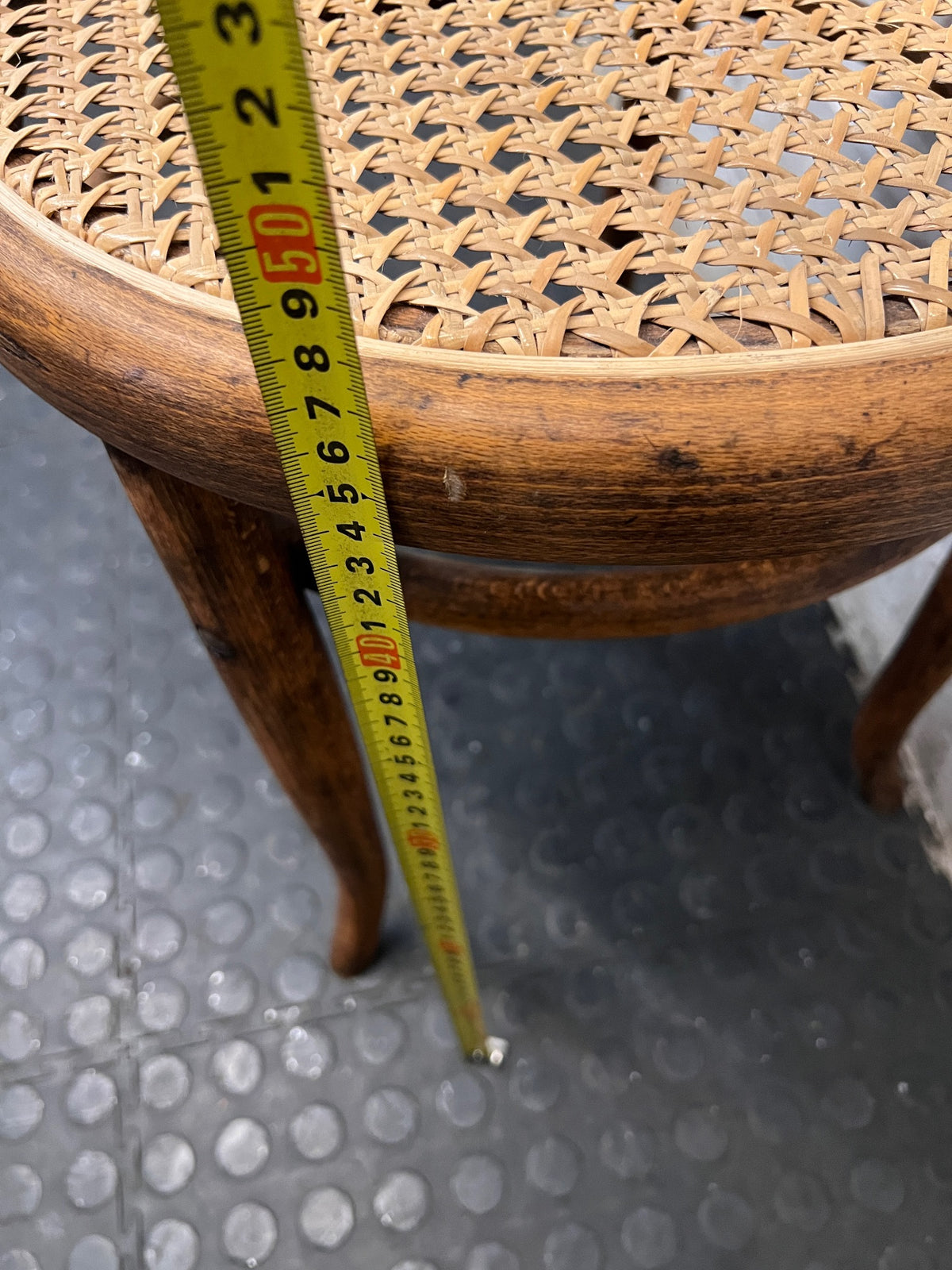 Bentwood Style Dining Chair with Riempie Seat – depth measurement