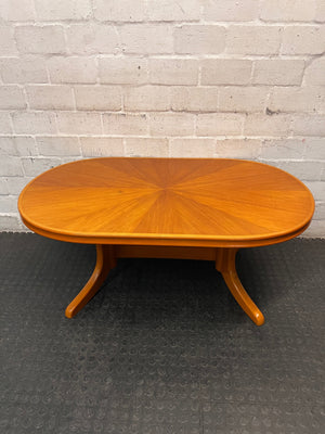 Oval Starburst Veneer Coffee Table – condition detail