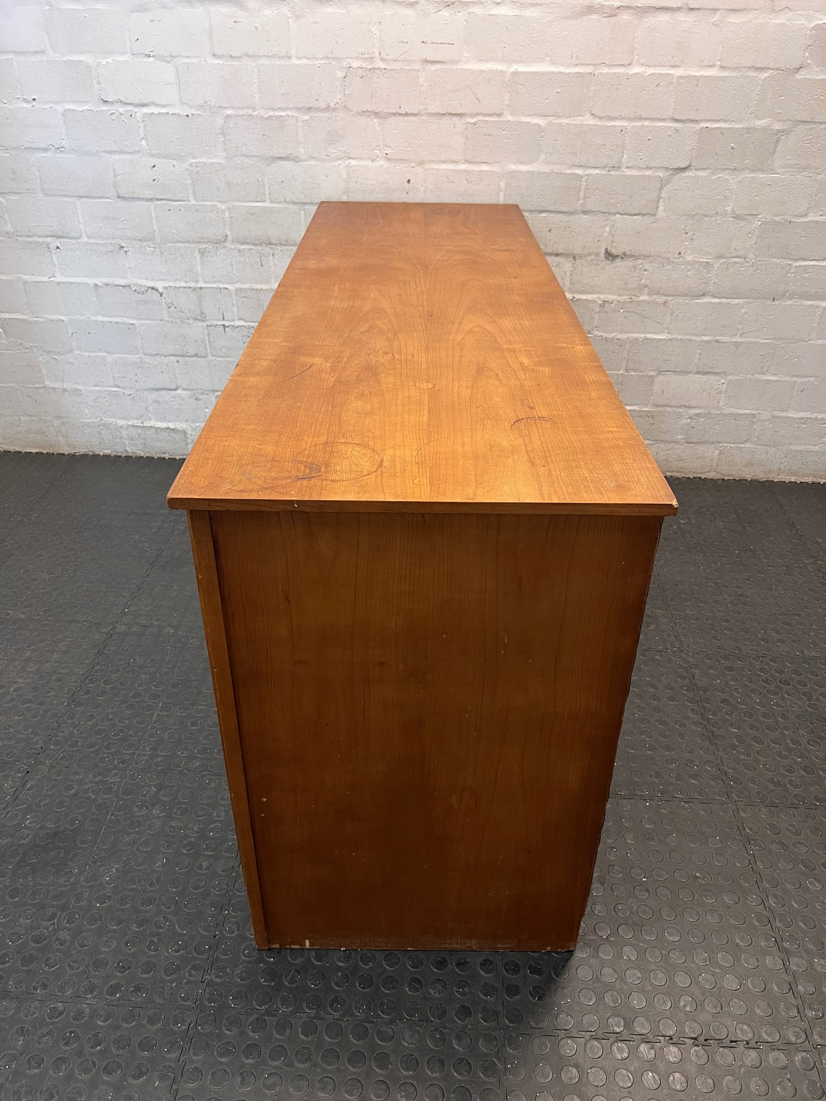 Light Brown Triple Door Wooden Sideboard — Good Condition – condition detail