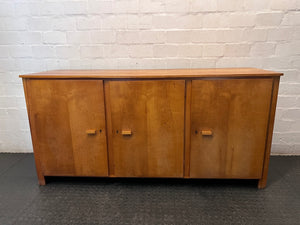 Light Brown Triple Door Wooden Sideboard — Good Condition – main front view