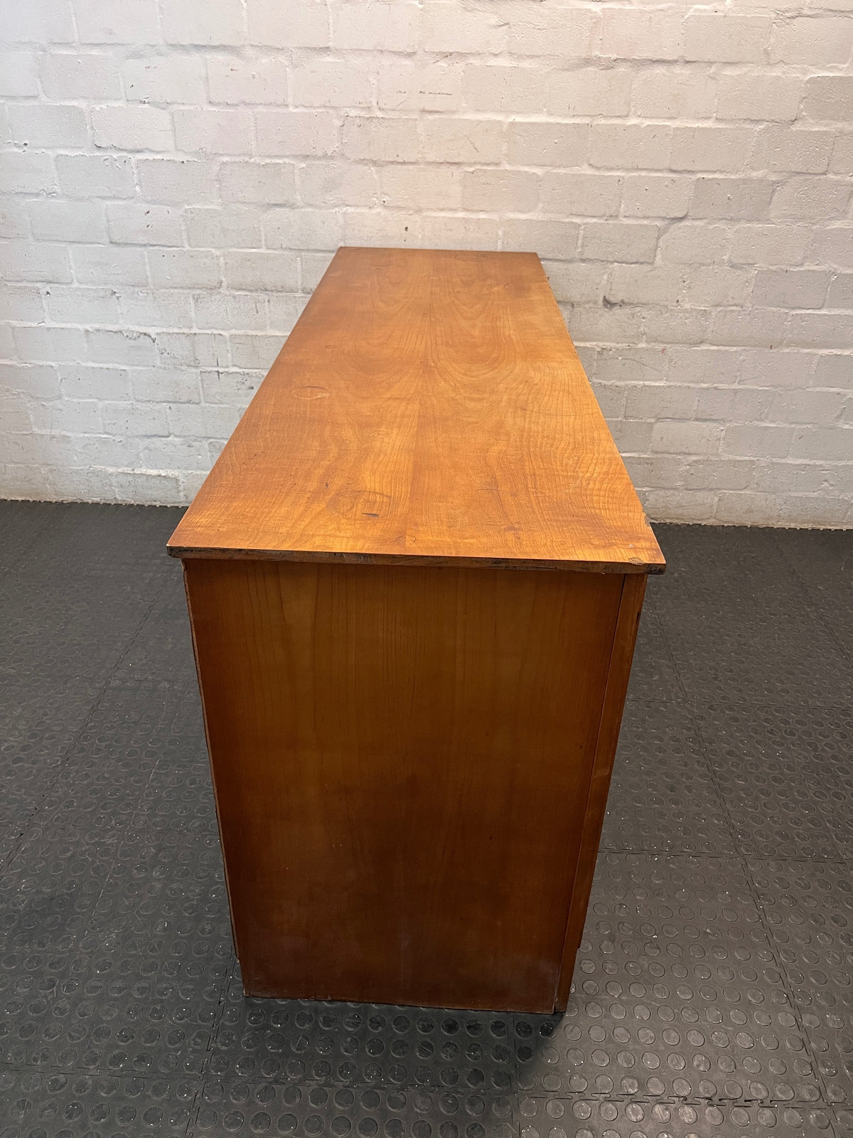 Light Brown Triple Door Wooden Sideboard — Good Condition – top view
