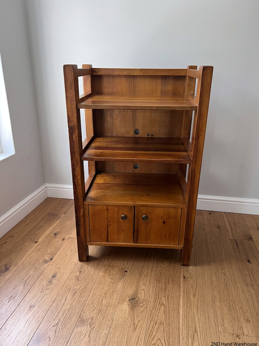 Mid-Sized Wooden Bookshelf with Lower Cupboard – styled product image