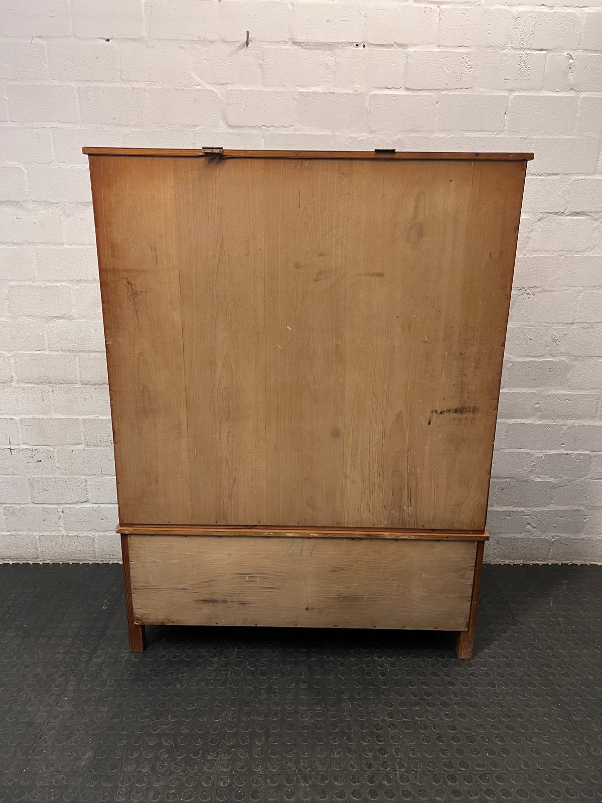 Mid-Century Style Wooden Glass Display Cabinet – back view