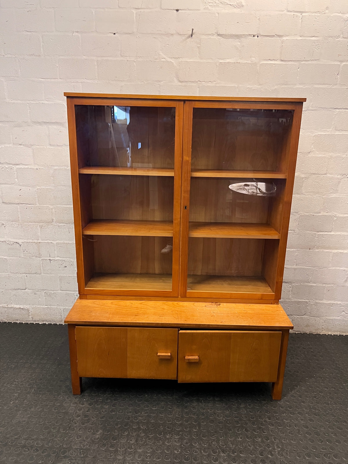 Mid-Century Style Wooden Glass Display Cabinet – main front view