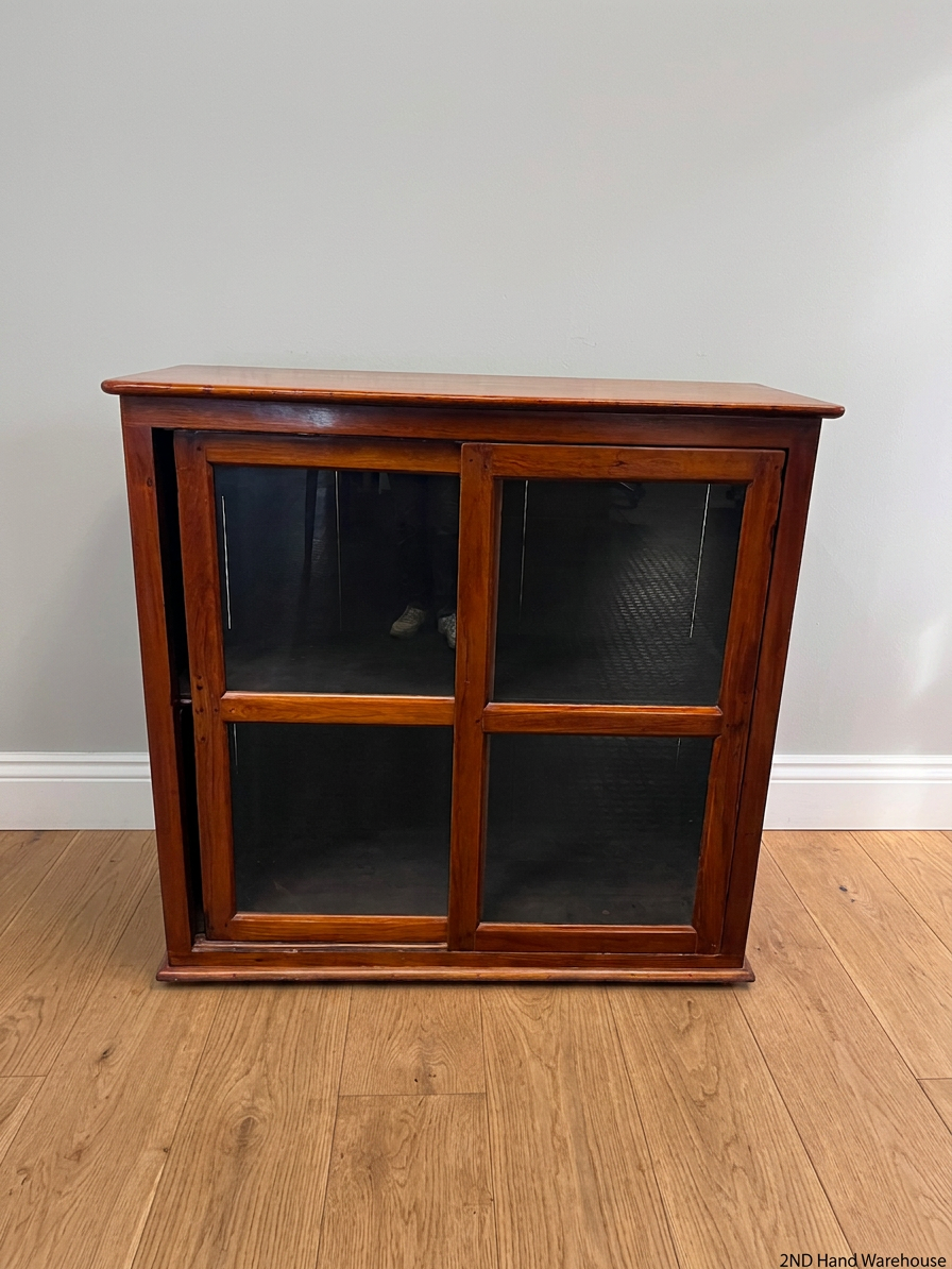 Wooden Display Cabinet with Glass Sliding Doors – styled product image