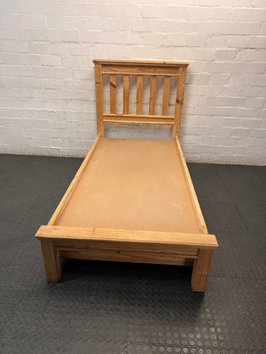 Classic Pine Wood Single Bed Frame — Used Condition – main front view