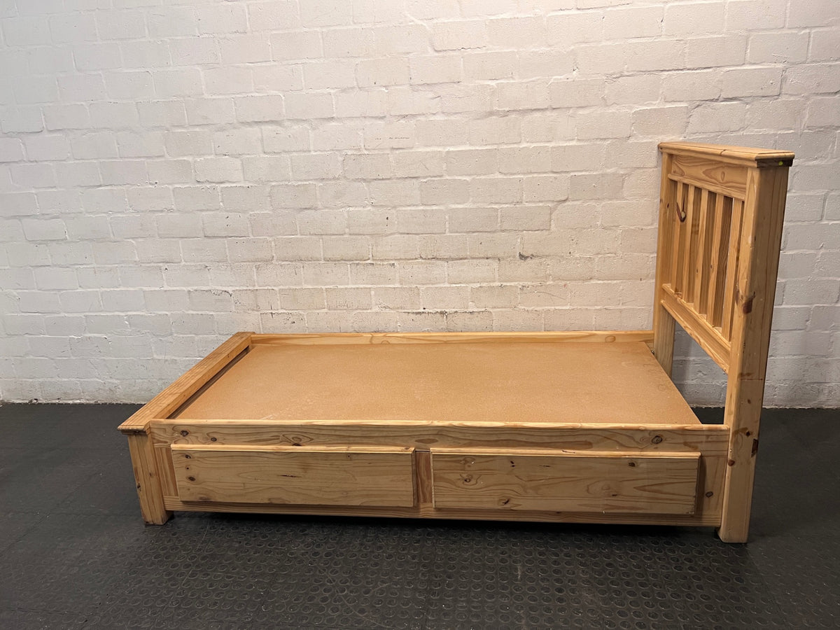 Classic Pine Wood Single Bed Frame — Used Condition – top view