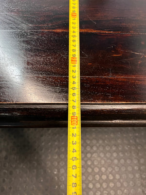 Dark Wood Dining Table with Turned Legs — Used Condition with Surface Wear – depth measurement