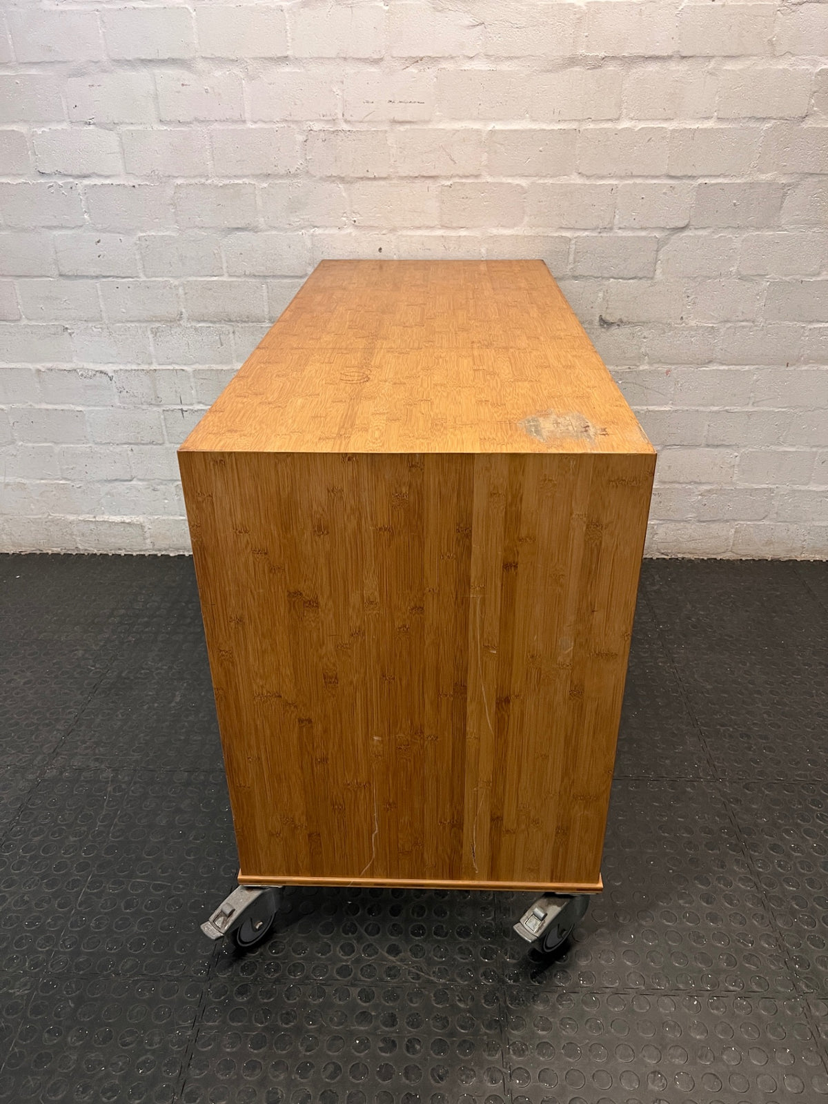 Mobile Wooden Utility Table on Castors – back view