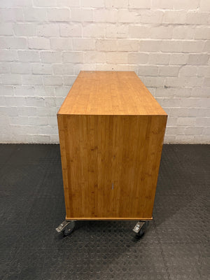 Mobile Wooden Utility Table on Castors – side view