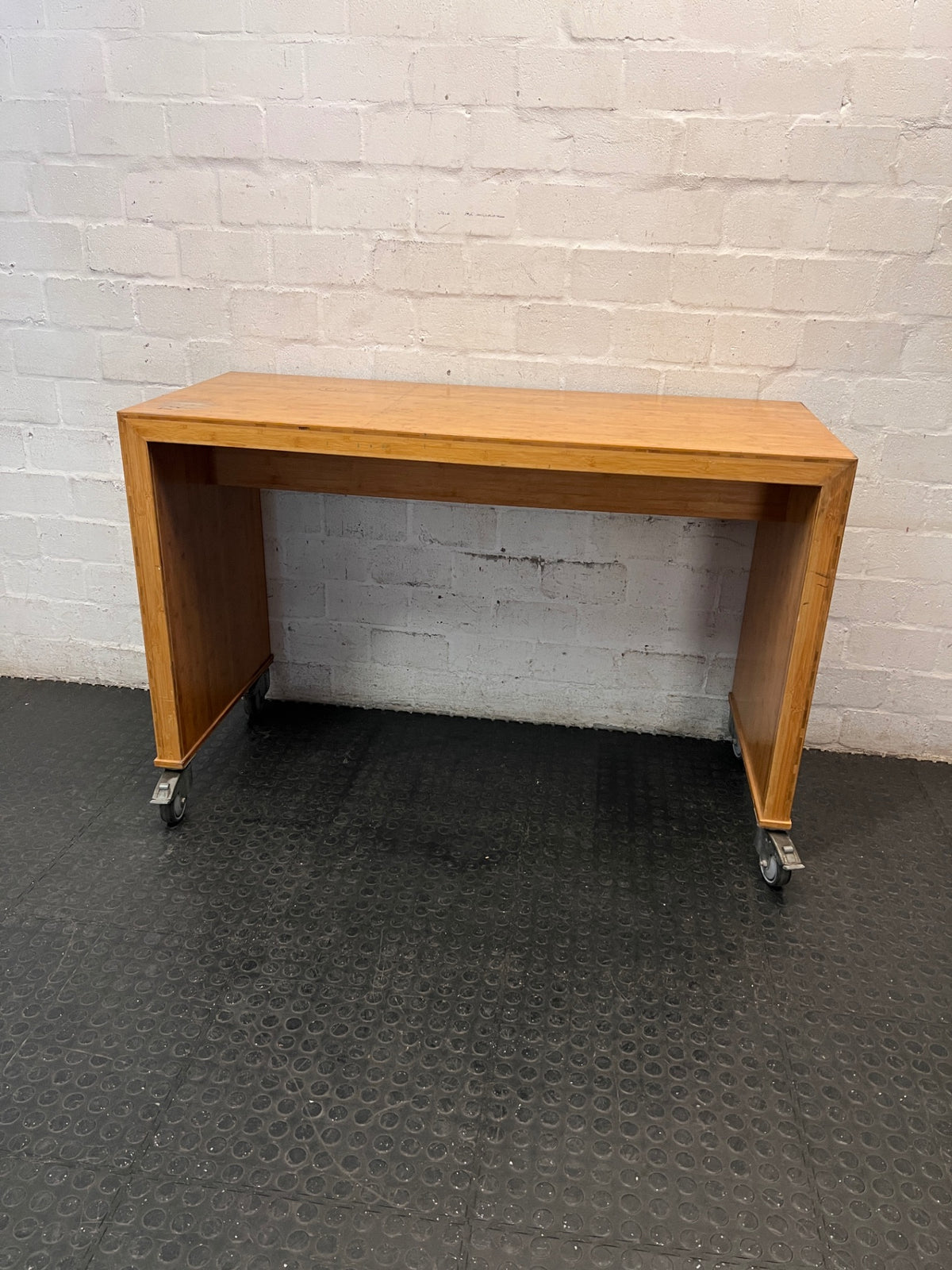 Mobile Wooden Utility Table on Castors – top view