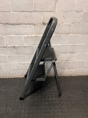 Strand 2-Step Folding Metal Ladder with Handrail — Well Used with Visible Wear – back view
