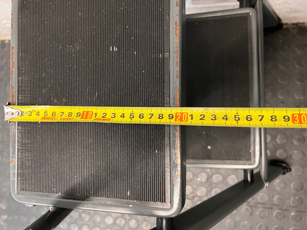 Strand 2-Step Folding Metal Ladder with Handrail — Well Used with Visible Wear – depth measurement