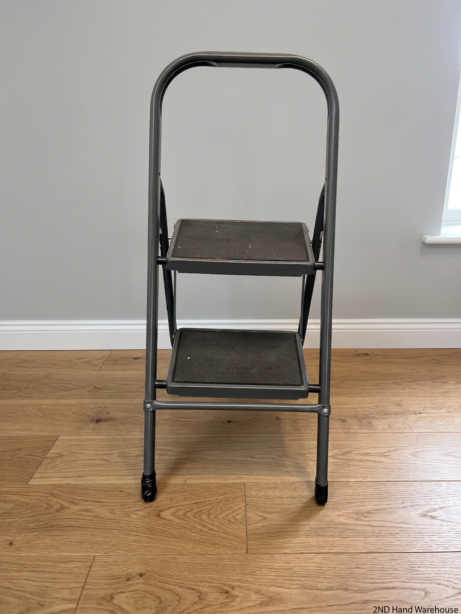 Strand 2-Step Folding Metal Ladder with Handrail — Well Used with Visible Wear – styled product image