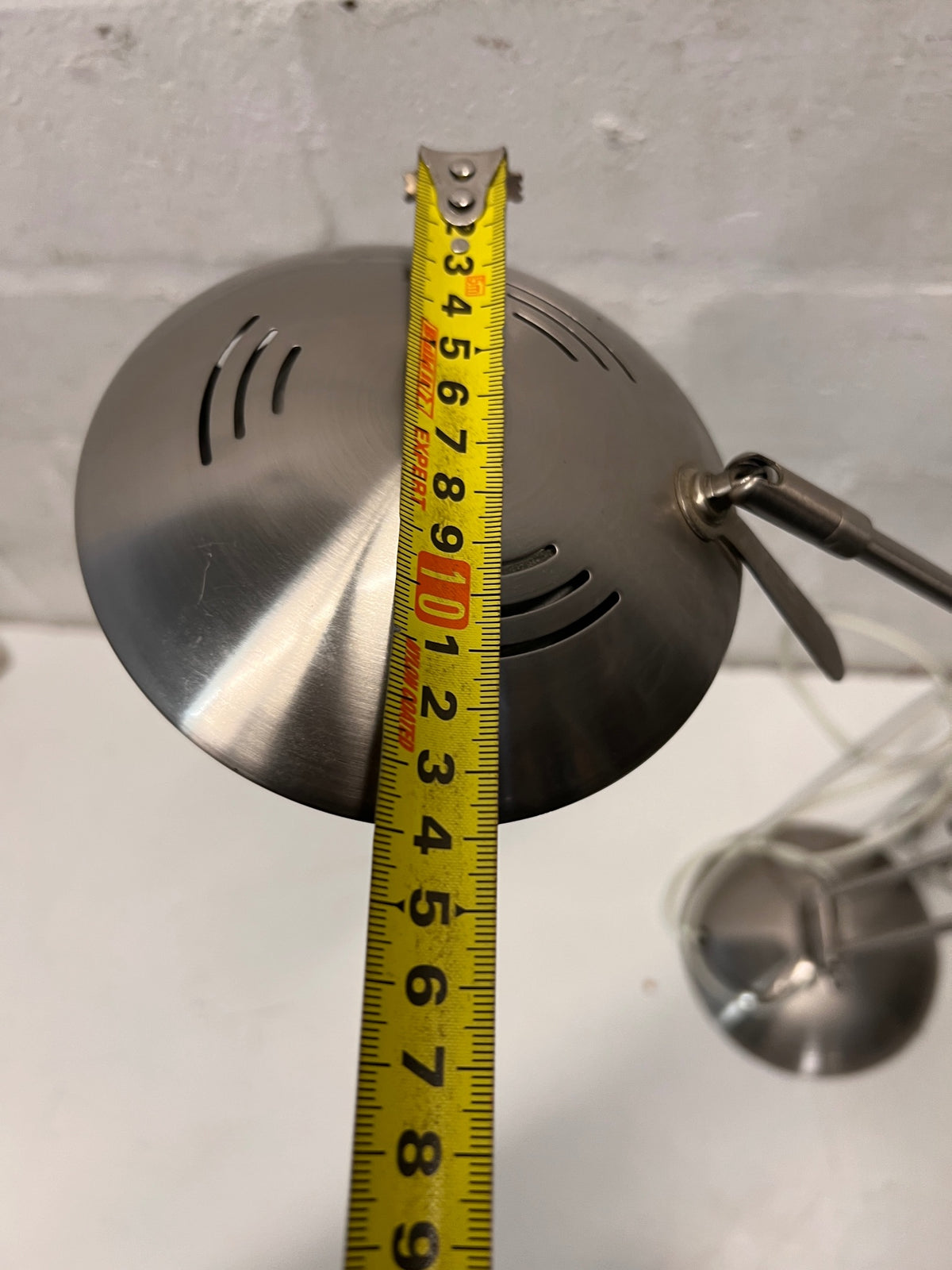 Modern Brushed Silver Adjustable Desk Lamp — Missing Light Bulb – depth measurement