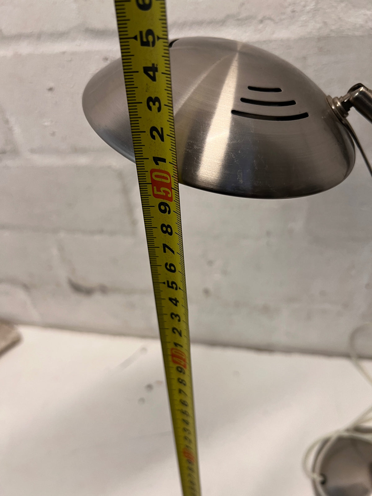 Modern Brushed Silver Adjustable Desk Lamp — Missing Light Bulb – height measurement